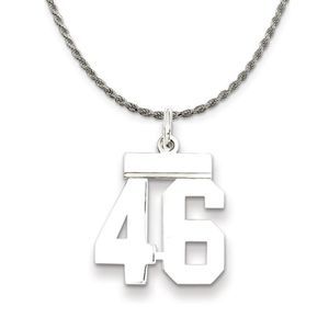 Sterling Silver Athletic Lg Polished Number 46 Necklace - 26 Inch